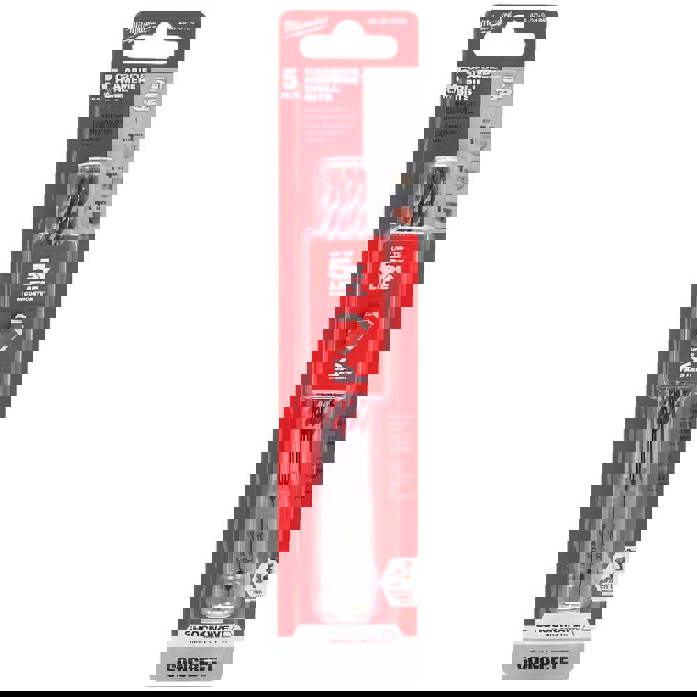 Rotary Drill/Hammer Drill Bits; Drill Bit Size (Inch): 5/32 ; Shank Type: Hex ; Drill Bit Material: Carbide Tipped; High Speed Steel ; Overall Length (Inch): 6 ; Drill Bit Cutting Shape: Round ; Primary Workpiece Material: Block; Brick; Concrete